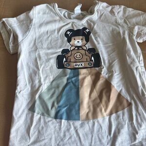 Huxbaby White T-Shirt with Bear Graphic